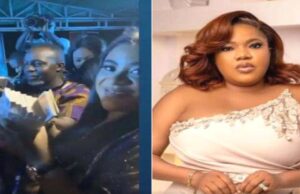 Nkechi Blessing ‘sprays’ naira notes at Toyin Abraham’s movie premiere