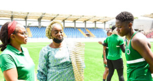 2022 WAFCON: Sanwo-Olu’s wife visits Super Falcons in training