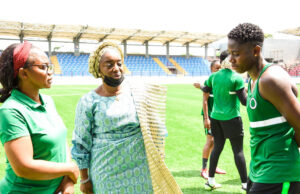 2022 WAFCON: Sanwo-Olu’s wife visits Super Falcons in training