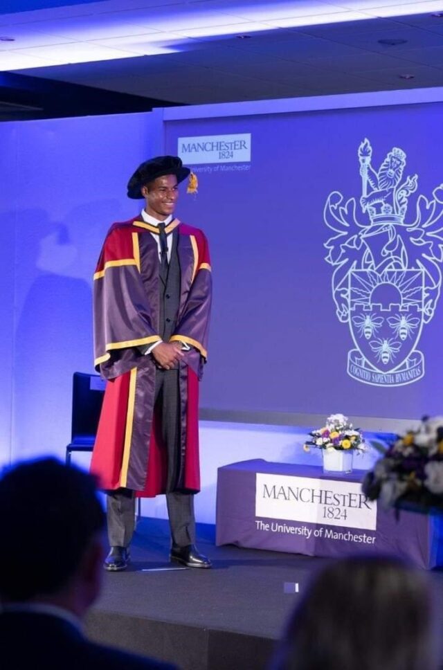 England forward, Marcus Rashford, bags Doctorate from University of Manchester