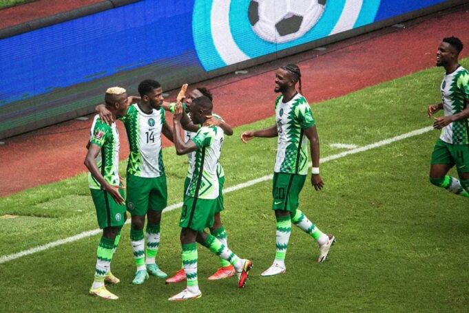 Super Eagles celebrating one of their goals Super Eagles
