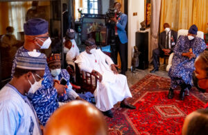 Buhari, Sanwo-Olu, Abiodun, Buni visit Shonekan’s family in Lagos Lagos, Shonekan