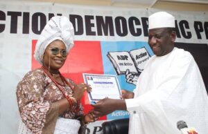 Ekiti 2022: ADP presents certificate of return to Elebute-Halle ADP
