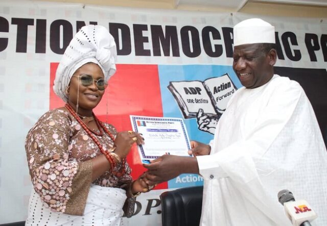 Ekiti 2022: ADP presents certificate of return to Elebute-Halle ADP