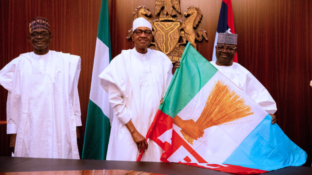 Buhari receives PDP ranking senator, Bwacha, into APC Buhari and Bwacha