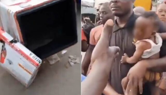 VIDEO: Dispatch rider nabbed with baby inside courier box in Lagos Dispatch rider
