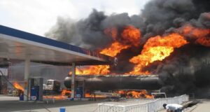 Fire guts building as petrol tanker explodes in Lagos Fire