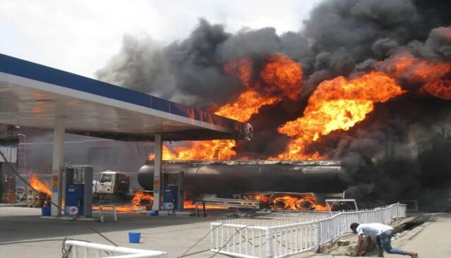Fire guts building as petrol tanker explodes in Lagos Fire