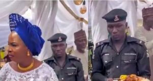 VIDEO: Policeman holds plate of food for ‘madam’ at party Food, Policeman