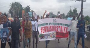 UNIBEN, AAU students protest in Benin over ASUU strike UNIBEN