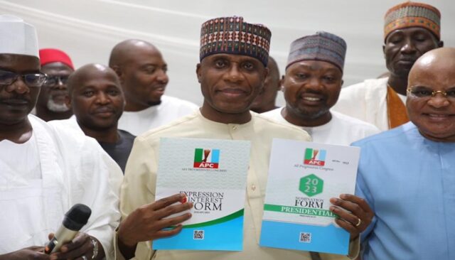 2023: Nnamani, Amaechi pick N100m APC presidential forms Nnamani