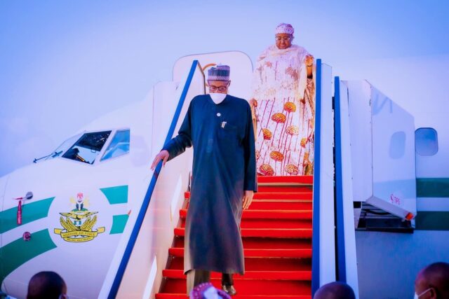 Buhari, Aisha return to Abuja from Malabo Malabo