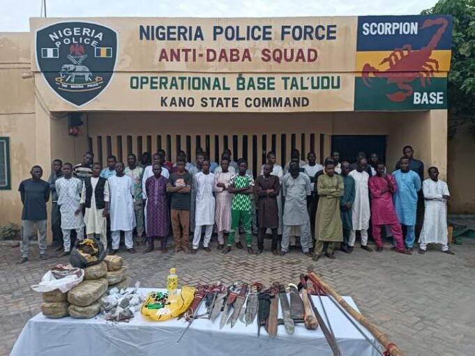 Arrested thugs in Kano Thugs