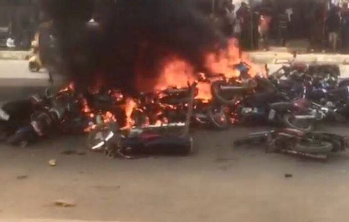 Razed motorcycles Pedestrian