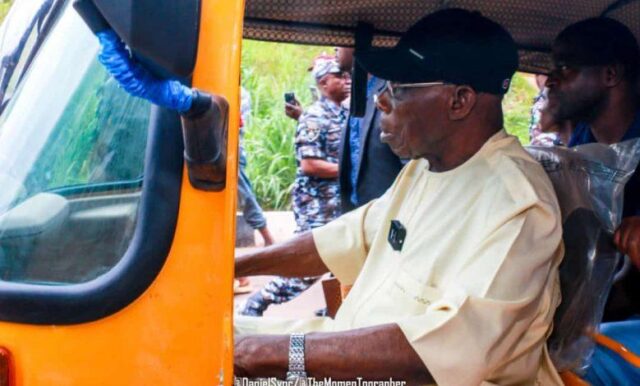 PHOTOS: Obasanjo rides “Keke Marwa” to celebrate 85th birthday Obasanjo