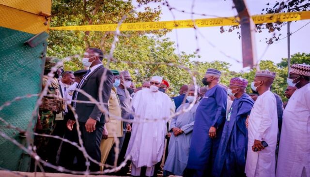 Buhari visits Kuje prison after attack Kuje