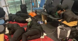 PHOTOS: Super Falconets sleep on chairs, floor at Turkish Airport Super Falconets
