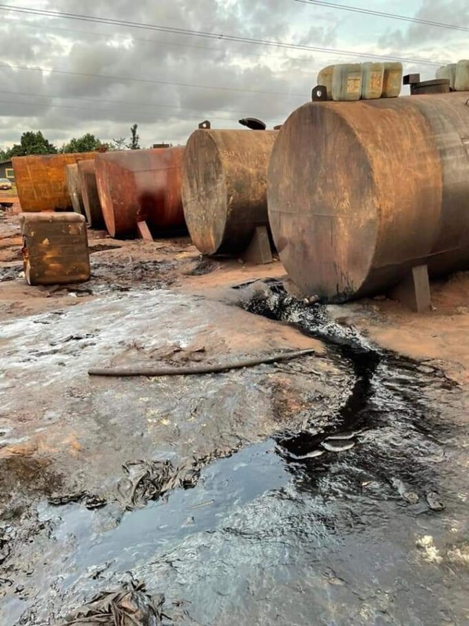 Illegal petrol refining site