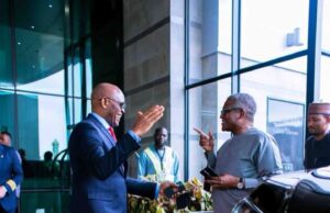 PHOTOS: Dangote, Elumelu meet at airport