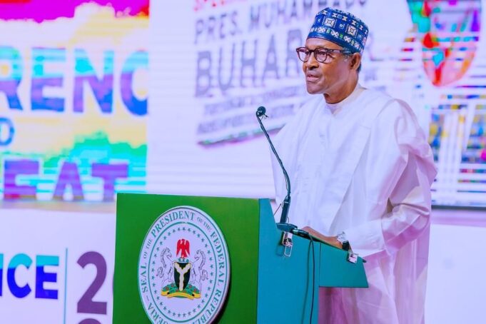Buhari declaring open conference for senior police officers in Imo Buhari