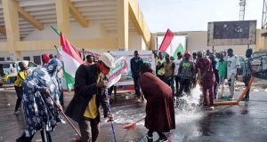 PDP members clean venue of APC campaign in Jos Jos