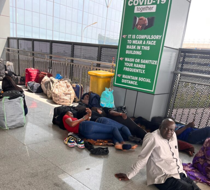 Stranded passengers at Lagos airport