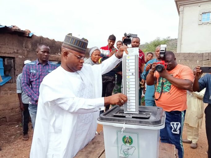 Governor Yahaya Bello voting in Kogi Direct primary