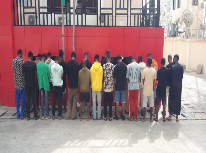 Arrested internet fraudsters in Abuja Internet fraudsters