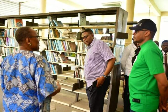 Cross River State Governor, Bassey Otu, at Calabar library Calabar library