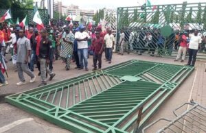 Protesters pull down National Assembly gate