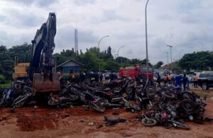 Violations: FCTA crushes 601 impounded motorcycles in Abuja Motorcycles