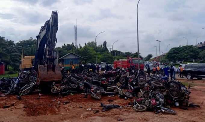 Crushed motorcycles in Abuja Motorcycles