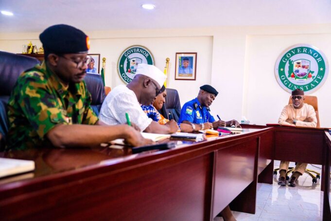 Governor Abiodun at a joint security meeting