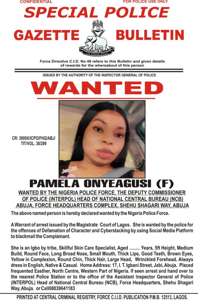 Wanted therapist Onyeagusi Onyeagusi