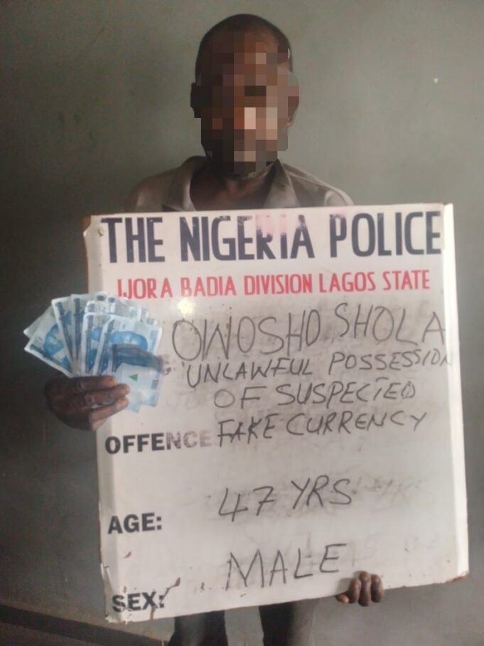 Police arrest man with fake naira notes in Lagos Police