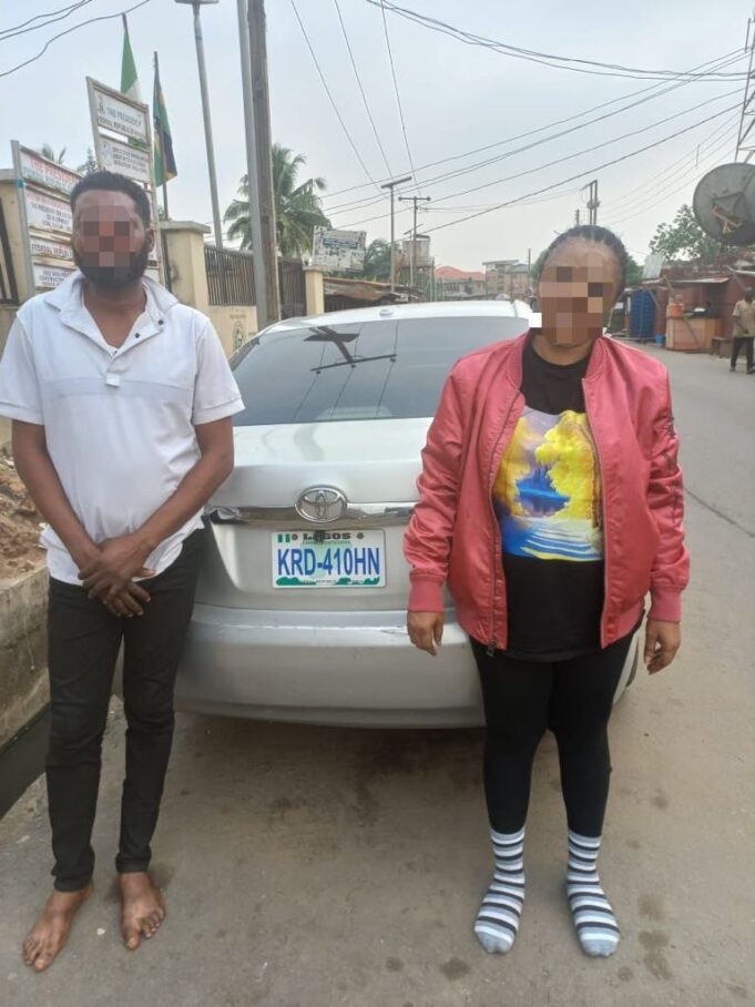 Arrested kidnappers in Lagos Female student