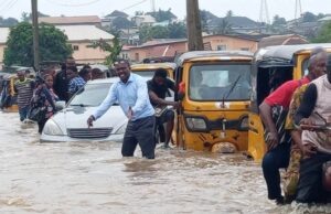 Flood overruns bridge in Lagos community Lagos flood