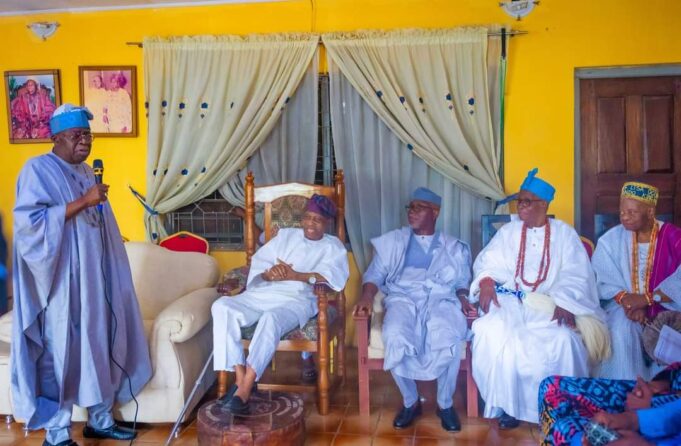 Tinubu with Afenifere leaders in Akure Tinubu