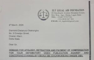 Blogger faces N1bn lawsuit for defaming Evang Ebuka, Zion Ministry Ebuka Zion Ministry litigation