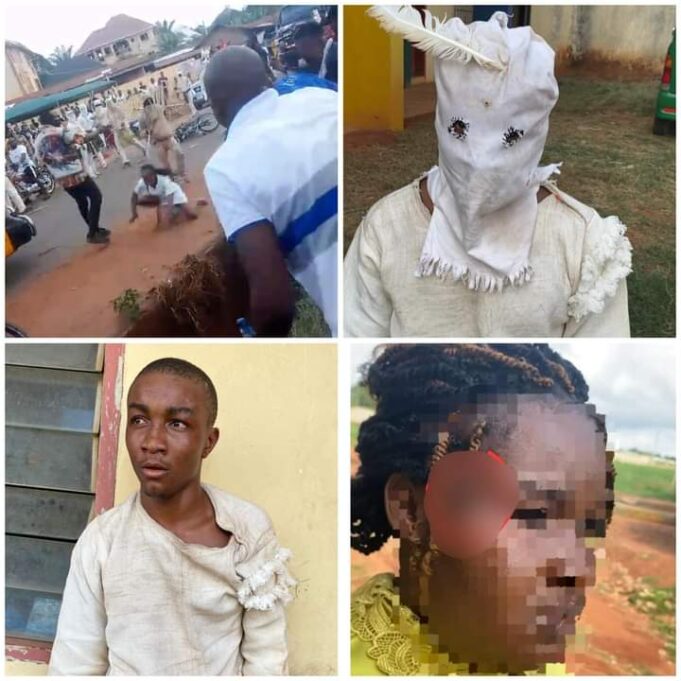 Police arrest masquerade for flogging female nurse Female nurse
