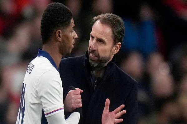 England coach Southgate and Rashford Euro 2024