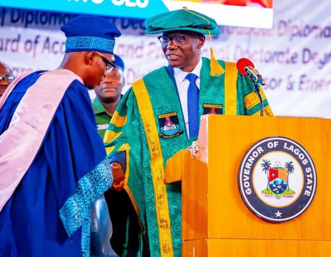 Sanwo-Olu with LASU best graduating student Best graduating student