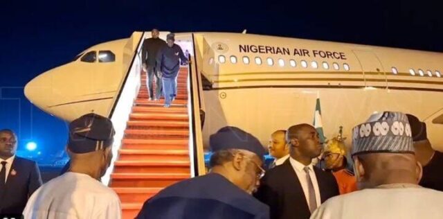 Tinubu returns to Abuja after Sallah break in Lagos Nigeria, Tinubu
