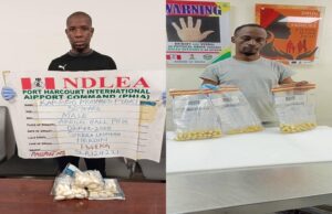 Two drug kingpins excrete 125 wraps of heroin at Lagos, PH airports Drug
