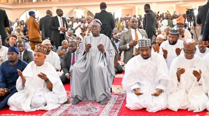Tinubu at National Mosque in Abuja Tinubu