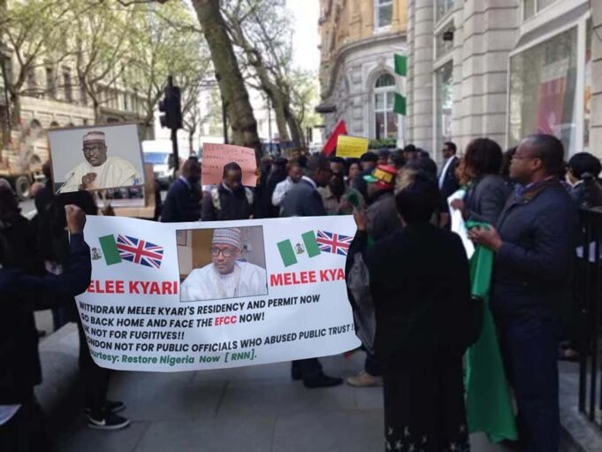Nigerians in UK protest against Mele Kyari Kyari