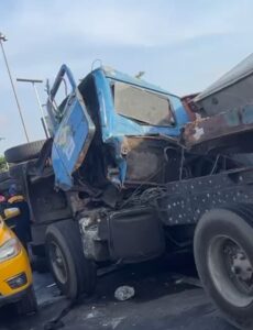 2 trucks collide, crush 2 dispatch riders to death on Eko Bridge Truck