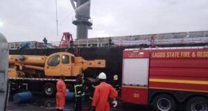 Fire guts cargo ship at Lagos port
