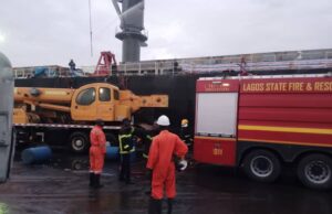 Fire guts cargo ship at Lagos port