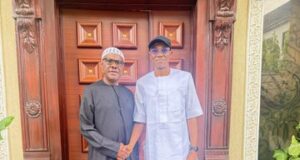 PHOTOS: Wike hosts LP chairman Julius Abure in Abuja